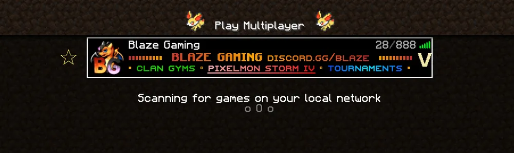 Blaze Gaming in the Multiplayer server list